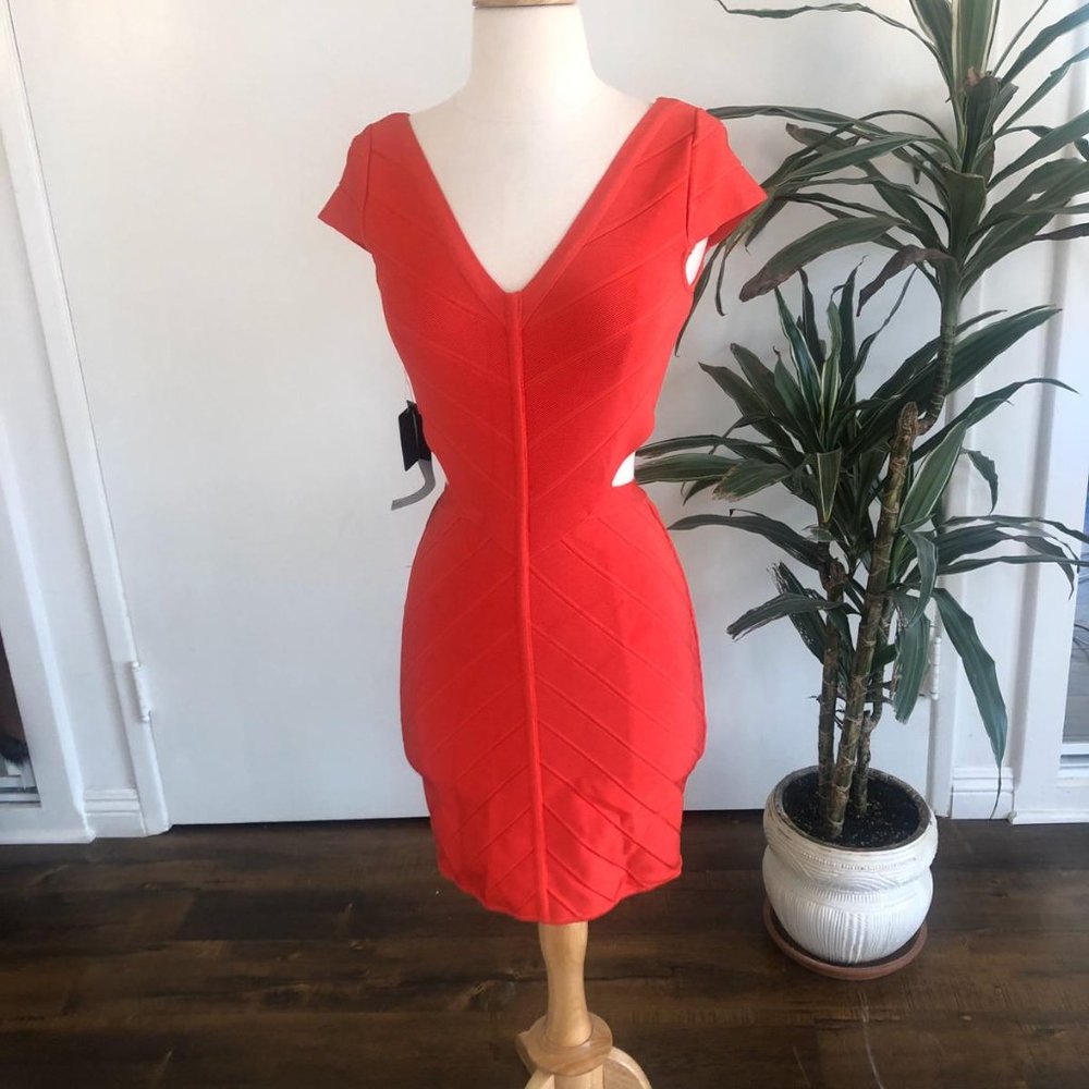NWT Bebe Hibiscus Cutout Bandage Dress